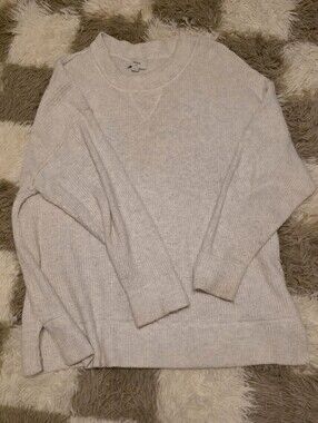 Aerie Ribbed Oversized Crew Neck Sweater - Cream
